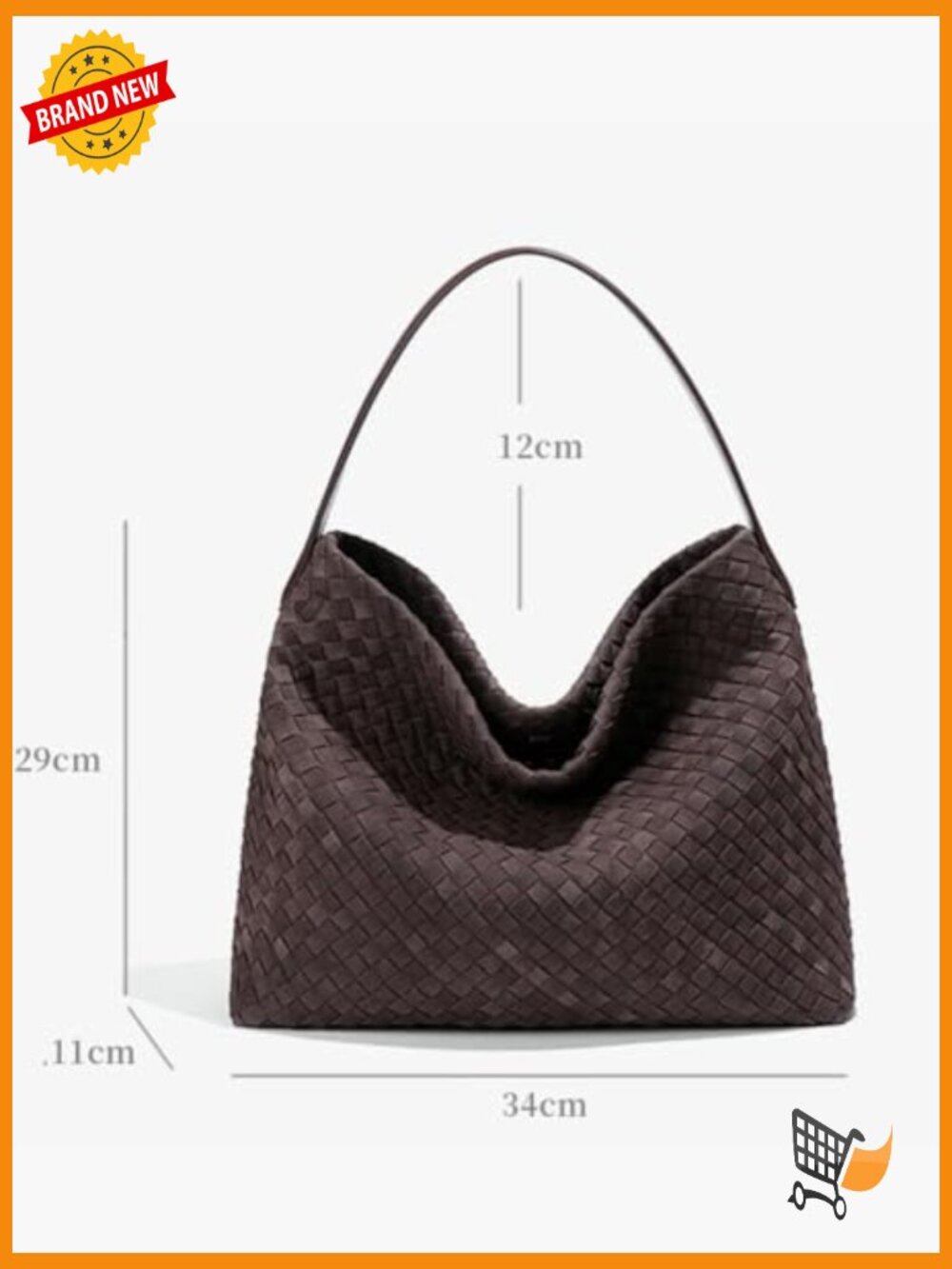 Woven Slouchy Suede Hobo Tote Bag Shoulder Purse Crossbody - Picture 7 of 7